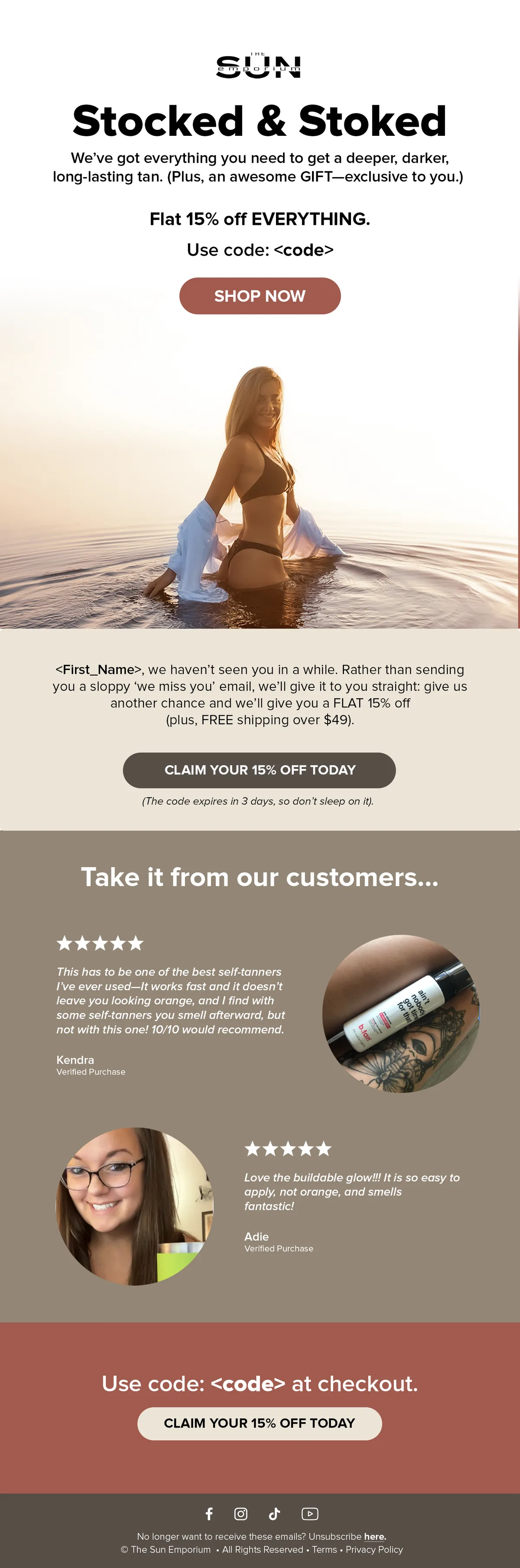 Sun Emporium winback email 1