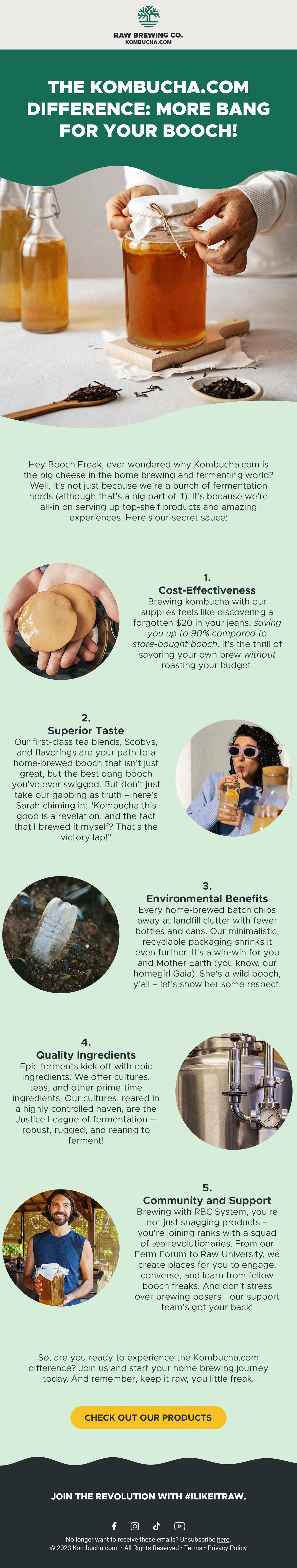 Kombucha.com differentiation email: what makes the brand different